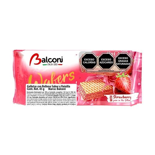 Balconi Strawberry Wafers - 45gr (c/5pzs)